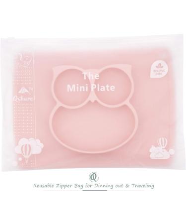 Qshare Toddler Plate | Portable BPA-Free Silicone Suction Plate for Kids | Dishwasher & Microwave Safe | 11x8x1 inch | Cream Pink - Buy Online on GoSupps.com