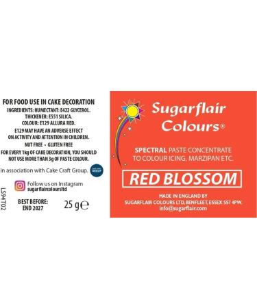 Sugarflair Red Blossom Spectral Food Colouring Paste - 25g | Vibrant Highly Concentrated Dye for Sugar Pastes, Buttercream, Royal Icing & Cake Mix - Buy Online on GoSupps.com