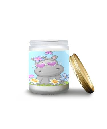 Lavender Candle for Home Scented Soy Candles Gifts for Women Frosted Glass Jar Single Wick Candle 7oz Small Aromatherapy Candles Long Lasting Candle Hippo and Butterflies