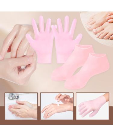 Lovehomily Anti Slip Foot & Hand Spa Mask Pedicure Socks & Moisturizing Gloves Silicone Hands Protective Gloves Prevents Dryness for Feet/Hand Care (Pink) - Buy Online on GoSupps.com