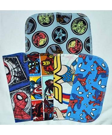 1 Ply Printed Flannel 8x8 Inches Little Wipes Set of 5 Favorite Superhero Characters