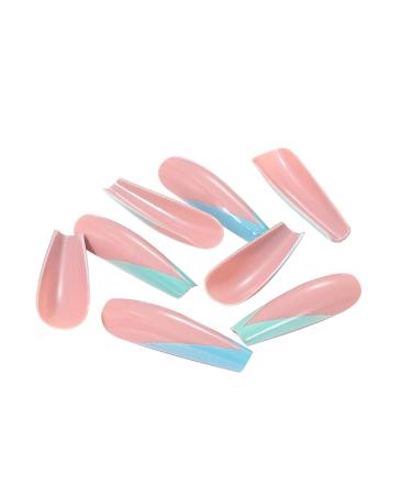 Vatocu Long French Ballerina Press-On Nails | Shiny Acrylic Stick-On Nails for Women & Girls (24 Pieces) - Buy Online on GoSupps.com