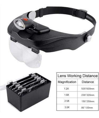 Headband Magnifier with LED Light Handsfree Reading Magnifying Glasses with LED Light 4 Detachable Lenses Interesting - Buy Online on GoSupps.com