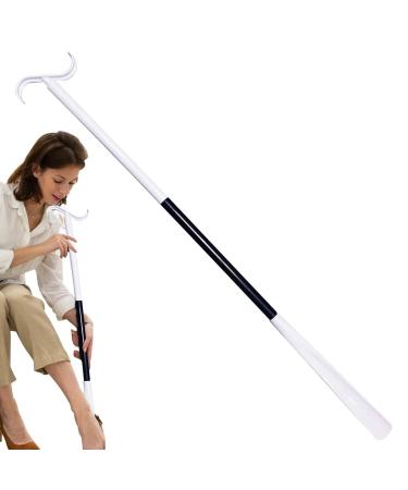 Sock Threader - Sock Puller Aid Put On Sock Aid Puller Shoe Horn Function Detachable Dressing Hook Multifunction for Inconvenient Legs Guanglu Black/White E
