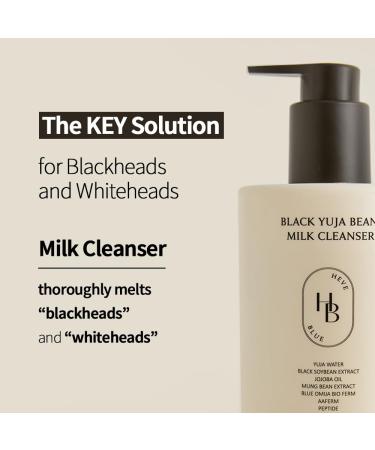 HEVEBLUE Black Yuja Bean Milk Cleanser - Sensitive Skin Korean Skincare Vegan Hypoallergenic Moisturizing Hydrating First Facial Cleansing Cleansing Milk K-Beauty Gentle Face Wash - Buy Online on GoSupps.com