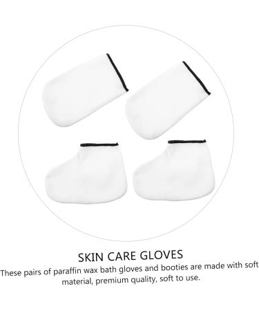 Ipetboom 2 Pairs Hand and Foot Mask Wax Socks Paraffin Wax Foot Bags Wax Tools Wax Hand Gloves Paraffin Wax for Hands Boot Glove Bath Mittens White Knitted Fabric Spa Facial Mask - Buy Online on GoSupps.com