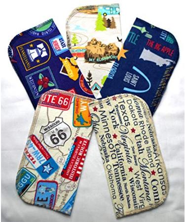 Traveling America 1 Ply Printed Flannel Little Wipes 8x8 Inches Set of 5 - Eco-Friendly Travel Essentials - Buy Online on GoSupps.com