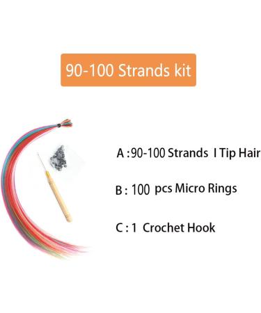 OTO BELLA 90-100Pcs Rainbow Hair Extensions Kit - 21Inch Colored I Tip Hairpieces for Women & Kids - Cosplay Dress Up Party Highlights - Includes 10 Colors & Extension Tools - Buy Online on GoSupps.com
