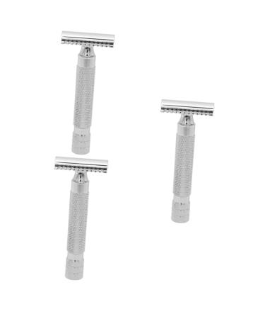 Minkissy 3 pieces of men's razors to shave men's razors men's razor apparatus men's head razor men razor head razor for men double razor steel razor