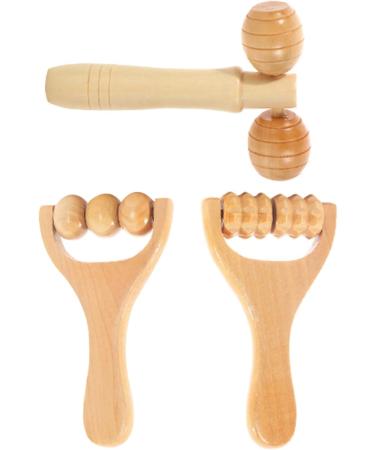 Handmade Wood Therapy Massage Tools Set - 3 Pcs Roller for Full Body Muscle Relief Neck Waist & Legs - Buy Online on GoSupps.com