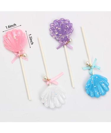 Mermaid Cake Topper Happy Birthday Cake Picks Glitter Shell Cupcake Topper Mermaid Cake Decoration for Mermaid Baby Shower Birthday Party Supplies - Buy Online on GoSupps.com