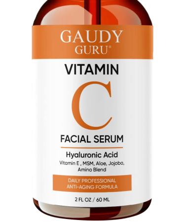 100% PURE VITAMIN C SERUM FOR FACE  Anti Aging Serum with Hyaluronic Acid  Vitamin E  MSM  Aloe Vera  Jojoba Oil  Amino Blend  Hydrating Serum for Dark Spots  Fine Lines and Wrinkles  Skin Repair  Pore Clearing  Acne Sca...