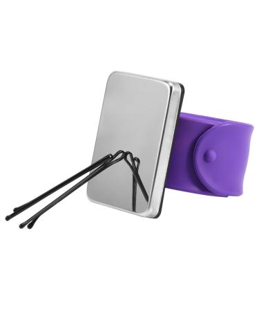 Magnetic Wrist Band Hairpin Hair Grip Holder Magnetic Silicone Wrist Strap Bracelet Hair Clip Collector For Clips & Barrettes Hairdressing Accessory (Purple)