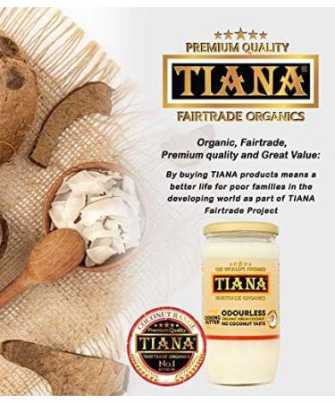 TIANA Fairtrade Organic Virgin Coconut Oil Odourless Cooking Butter 750ML (Pack of 12) 750ML Pack of 12 - Buy Online on GoSupps.com