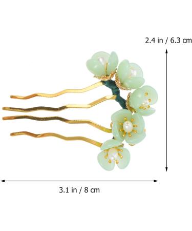 Lurrose Flower Hairpin Jade Hair Stick Kanzashi Chinese Chopsticks Headwear Traditional Chignon Pin for Kimono Yukata Hanfu Costume Hair Accessories - Buy Online on GoSupps.com