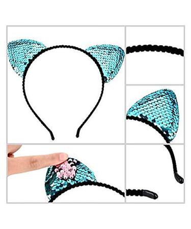 KIPETTO 8Pcs Reversible Sequin Cat Ears Headbands for Women and Girls - Sparkly Hair Accessories - Buy Online on GoSupps.com