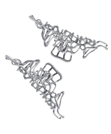 2 Pcs Large Metal Hair Claw Clips - Personality Nonslip Silver Hair Clamps  Perfect Jaw Hair Clamps For Women And Thinner-Thick Hair Styling-Strong Hold Hair-Fashion Hair Accessories