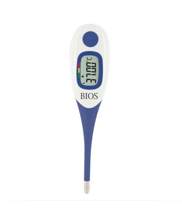BIOS Diagnostics Digital Thermometer with Bluetooth High Accuracy to 1/100th of a Decimal Fever Alarm Flexible Tip Stores Last Measurement Fever Indicator Chart MediLink App Tracking Temperature