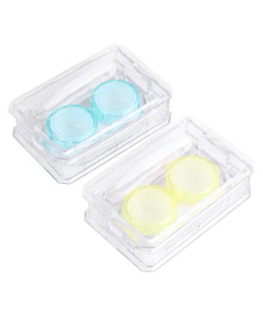 Homsfou 2st mini container for colored contact lenses Clean lens blue eye contact mirror film Linsen cleaning case lentil holder Japanese style contact lens container mirror box colored 1 8x5cm