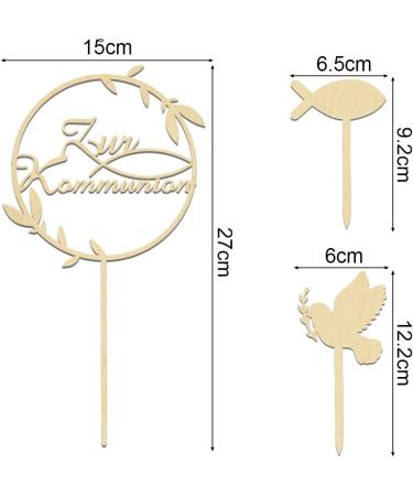 Buy Charming Cake Topper for Confirmation & Communion | Wood Baptism Fish Decoration - 3PCS Set for Girls - Buy Online on GoSupps.com