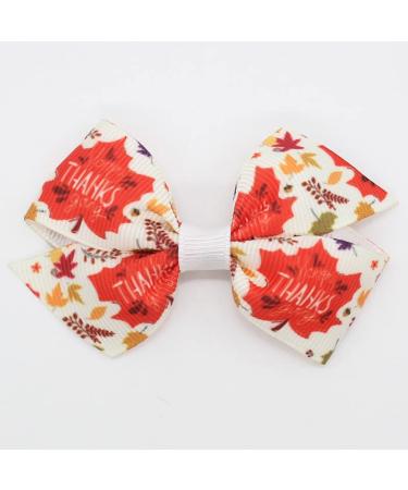 Thanksgiving Hair Bows Clips | Pumpkin & Maple Leaves Hair Accessories | Girls Toddlers Kids | 6 Pcs - Buy Online on GoSupps.com