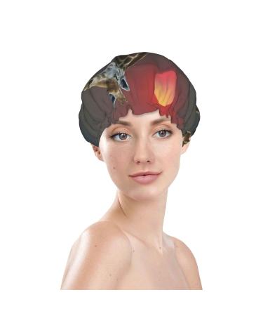 Sunset Giraffe Printed Waterproof Shower Cap | Fits All Sizes & Hair Textures | Women's Bath Cap - Buy Online on GoSupps.com
