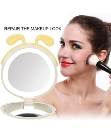 HURRISE Lighted Mirror Lightweight Mirror with Lights Travel Mirror 3000mAh USB Power Bank Compact Mirrors Travel Use for Home Use Touch Up Daily Use (Yellow) - Buy Online on GoSupps.com