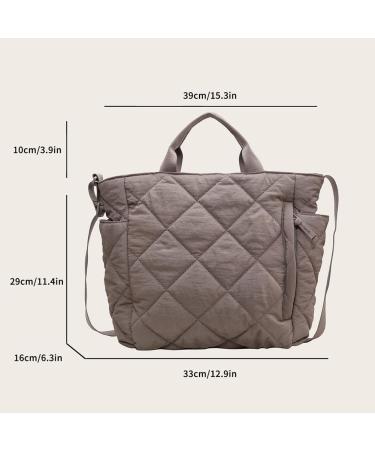 Arvalolet Women's Quilted Winter Shopper Bag - Light Padded Large Capacity Fluffy Hobo Handbag in Gray - Buy Online on GoSupps.com