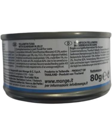 Monge superpremium Monge Jelly Natural Superpremium quality tuna fillets with white fish for cats steam cooking 24 cans 80 g without colors and preservatives - Buy Online on GoSupps.com