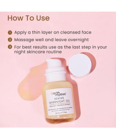 Earth Rhythm Revive Overnight Gel with 20 propolis skin balancing facial gel for irritated and sensitive skin 50 ml - Buy Online on GoSupps.com