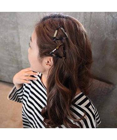 Leopard Print Acrylic Geometric Hair Clips - 2 Pairs of Triangle & Round Accessories for Fashionable Hairstyles - Buy Online on GoSupps.com