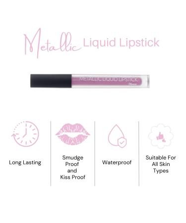 Mynena Metallic Lipstick Liquid - Long-Lasting, Waterproof & Vegan Pink Shade - Buy Online on GoSupps.com