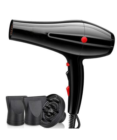 2300W professional salon infrared hair dryer to speed up drying hair dryer with 5 speed and 3 heat setting (with straight hair nozzle and hair hood attachment) SHPEHP-black