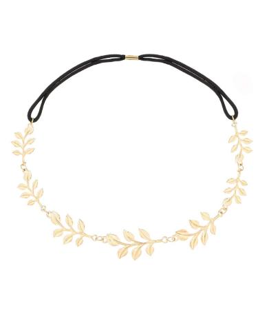 Yalice Elastic Head Chain Leaf Headband Hair Acessories for Women and Girls Gold