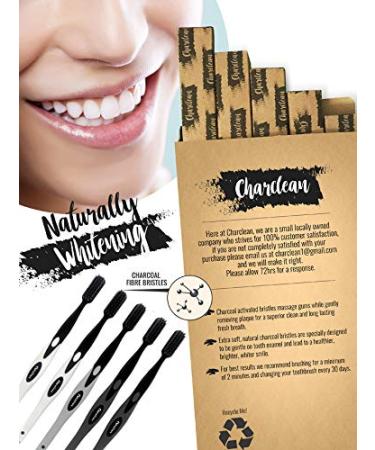 5 Pack Activated Charcoal Infused Ultra Soft Toothbrushes - Naturally Whitening - Ergonomic Soft Touch Handle - Grey - Buy Online on GoSupps.com