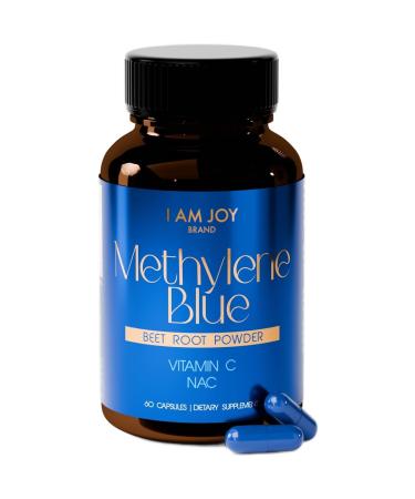 Methylene Blue Capsules (USP Pharma Grade) with NAC for Antioxidant Support Vitamin C for Absorption Beet Root for Blood Flow Cognitive Brain Boost Memory Focus & Energy 60ct