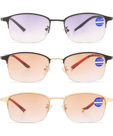 Vevesmundo Bifocal Sun Reading Glasses Set - Metal Tinted Protection for Men | +1.0 to +3.5 | 3 Pieces - Buy Online on GoSupps.com