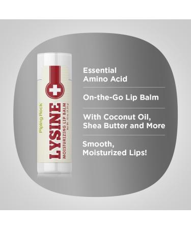 Piping Rock Lysine Lip Balm - Moisturizing 0.15 oz Ointment | Non-GMO Gluten-Free Soothing Relief for Lips - Buy Online on GoSupps.com