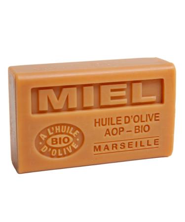 Savon de Marseille - Nourishing French Soap Made With Pure Organic Olive Oil and Shea Butter - Honey Fragrance - 125 Gram Bar