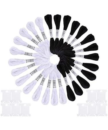 Cldamecy 26 Skeins White & Black Embroidery Floss Set with 10 Floss Bobbins - Ideal for Cross Stitch, Friendship Bracelets, and DIY Art - Buy Online on GoSupps.com