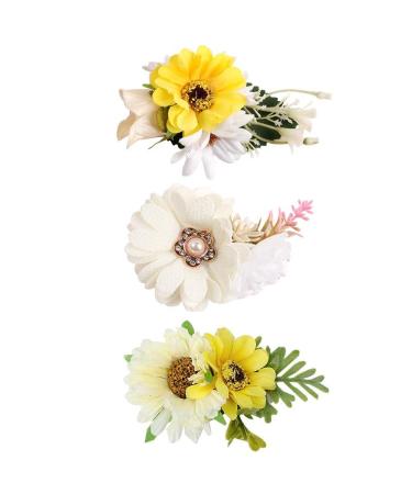 3 Pieces Artificial head flower hair clips floral Barrettes Hair Bow Accessories for Baby Girl Toddles fabric flower hairclips one size Clip set #10
