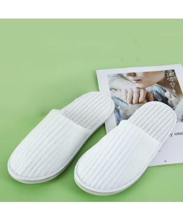 6 Pairs Disposable White Closed Toe Slippers - Fluffy Coral Fleece Spa & Hotel Guest Slippers for Home Travel - Buy Online on GoSupps.com