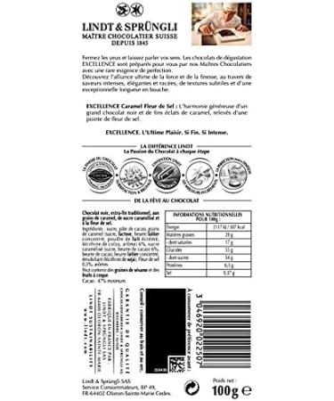  Lindt LINDT - Excellence Dark Caramel Fleur de Sel 100g - Pack of 4 - Free Delivery - Buy Online on GoSupps.com