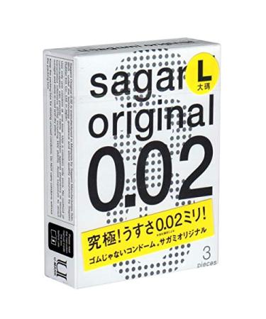 Sagami Original L -Size latex -free Condome ultra -thin Japanese XL condoms (Japan Import) - Hypoallergeng - hygienically packaged 1 x 3 pieces 3 pieces (1 Pack)