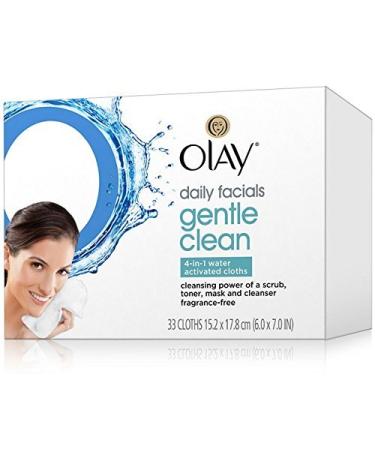 OLAY Daily Gentle Clean 5-in-1 Water Activated Cloths, 33 Ea (Pack of 6)