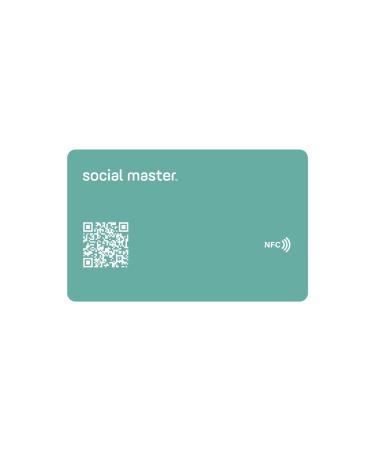 Social Master Digital Business Card Plastic Wallet Sized NFC Business Card for Instant Contact and Social Media Sharing No App Required No Fees iOS and Android Compatible (Aqua White)