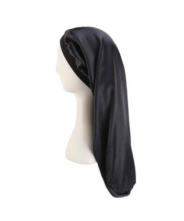 Satin Braid Bonnet 2 Pack for Long Hair | Dreadlocks Night Sleep Cap for Women Men | Black+Black - Buy Online on GoSupps.com