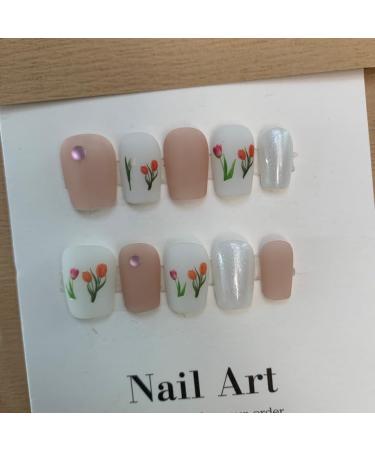Handmade Wearing Nail Spring Tulip Fresh Scrub Nail Enhancement Removable and Reusable False Nails (Color : A Size : M) - Buy Online on GoSupps.com