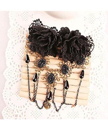 XLKJ Retro Gothic Rose Hair Clips | Rhinestone Hairpins & Lace Tassels Headdress for Women & Girls - International Shipping - Buy Online on GoSupps.com