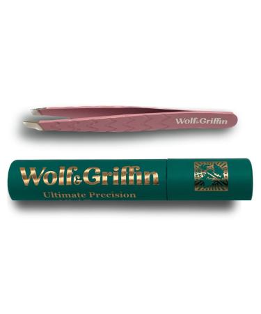 Wolf & Griffin Ultimate Precision Mini Tweezers | Stainless Steel Professional Slant Eyebrow Tweezers for Men and Women | Grape Smoothie